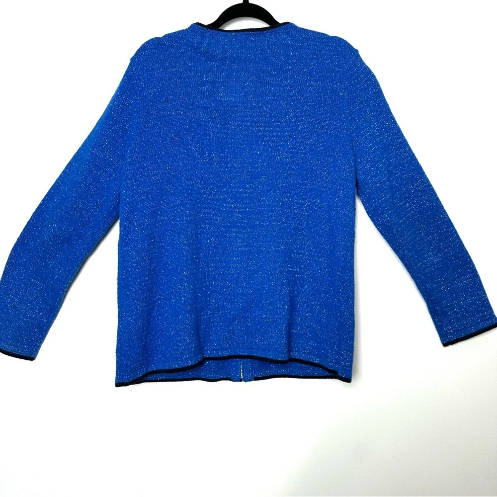 Grannycore Kitschy Blue Jay Embroidered Cottagecore Shimmer Knit Cardigan - Picture 10 of 12